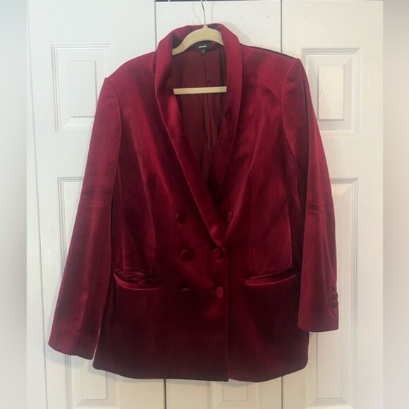Express double breasted Velvet Blazer, size XL, Ruby Red color - Picture 1 of 5